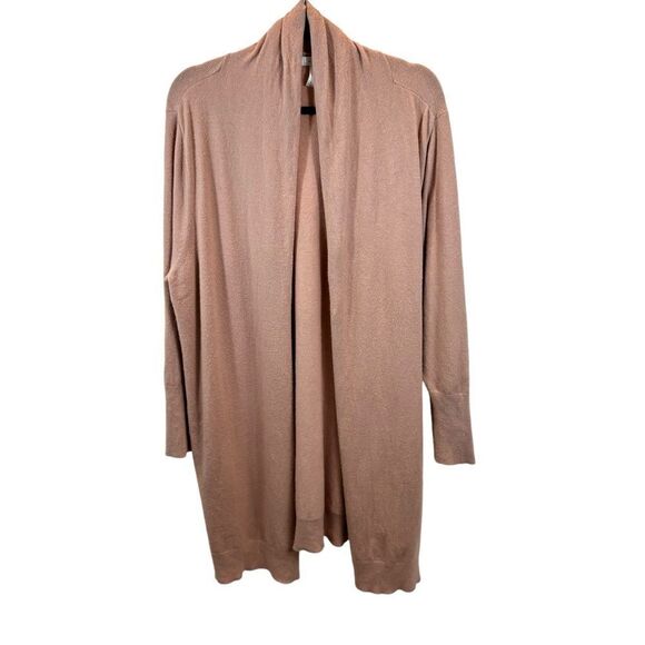 Ladies Leith Cozy Long Cardigan Light Pink Open Front Size XL - Picture 2 of 9